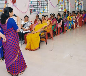 Addressing students on relationship management at Bhakthavatsalam women's college, Korattur
